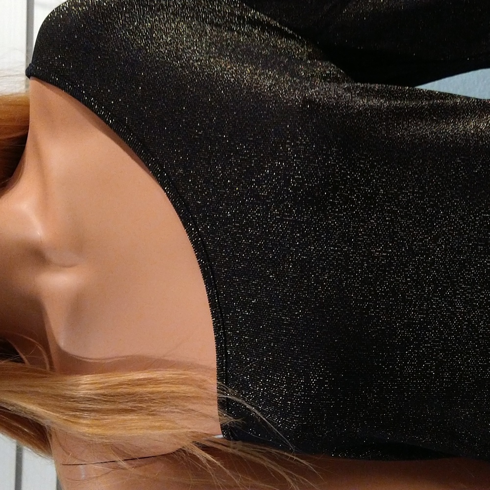 By Carmin Gold Sparkle Ruffled Black Stretching Dress 1x2x3x Sizes - Picture 7 of 12